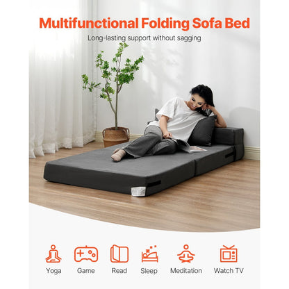 Slaapbank – Bankbed – Klapbed – Opklapbed – Zitbank – Donkergrijs – 3-in-1 Ontwerp – Hoogwaardig Schuim