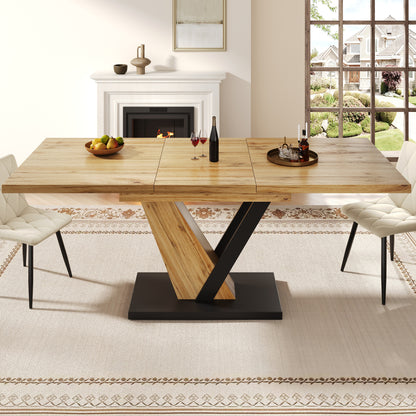 Modern Extendable Dining Table with Expandable Top - Space-Saving Design, Extends from 120 to 160cm Length, Multifunctional Kitchen & Dining Room Table Suitable for Small Spaces, Easy Assembly (No Wood)