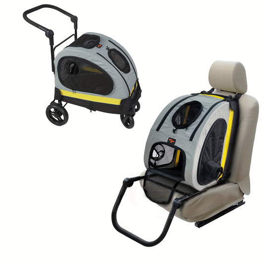 Huisdierenbuggy – Dierenwagen – Hondenbuggy – Kattenbuggy – Wandelwagen – 2-in-1 Ontwerp – Opvouwbaar IJzeren Frame – Max. 20 kg Draagvermogen