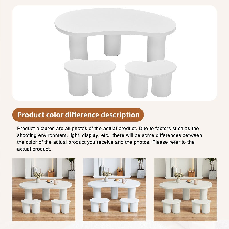 Crescent Moon Salontafel – Halvemaan Tafeltje – Bijzettafel – Sofa Tafel – Woonkamer Meubel – Wit MDF Blad – PVC Poten – Compact & Geen Montage