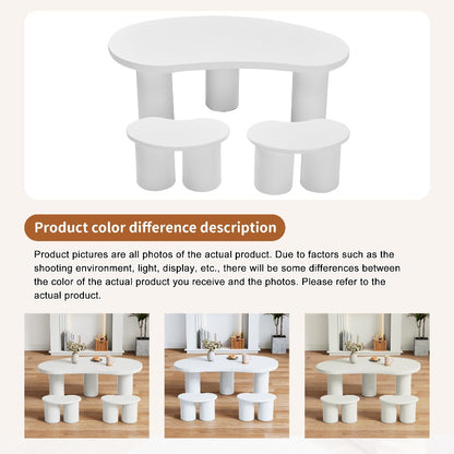 Crescent Moon Salontafel – Halvemaan Tafeltje – Bijzettafel – Sofa Tafel – Woonkamer Meubel – Wit MDF Blad – PVC Poten – Compact & Geen Montage