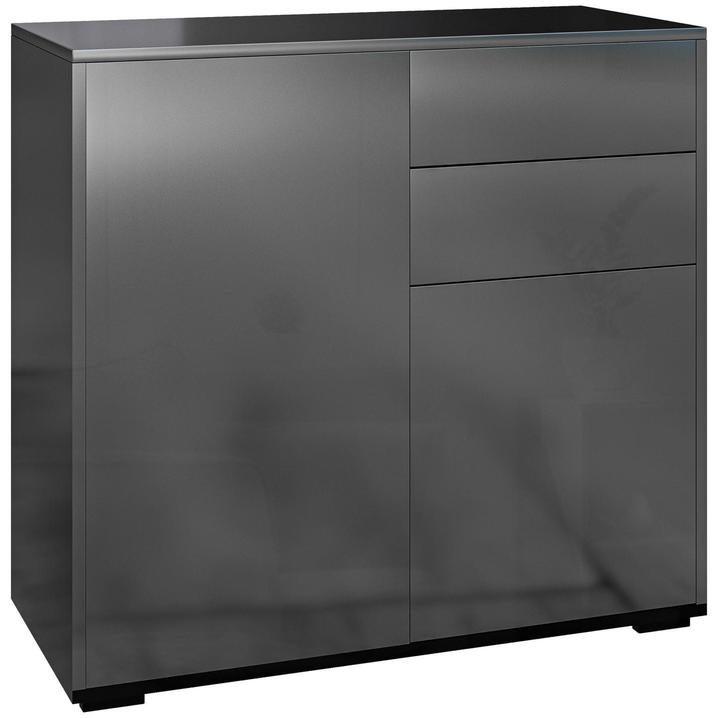 Buffetkast – Dressoir – Opbergkast – Sideboard – Kast Met Laden – Glanzend Zwart – Verstelbare Planken – 79x36x74 Cm