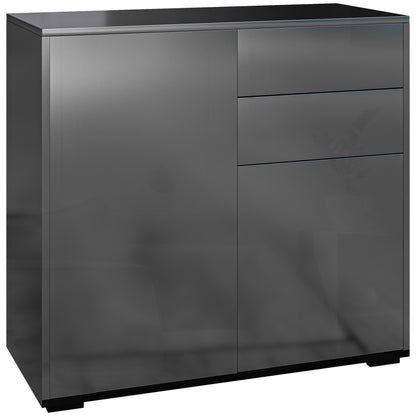 Buffetkast – Dressoir – Opbergkast – Sideboard – Kast Met Laden – Glanzend Zwart – Verstelbare Planken – 79x36x74 Cm
