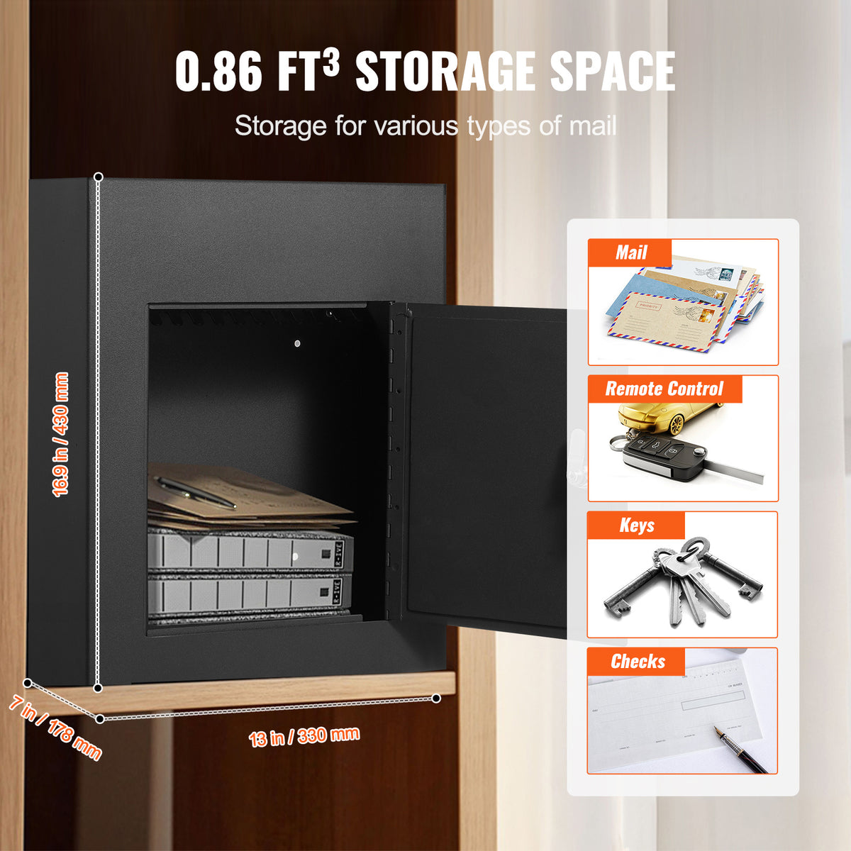 Brievenbus – Wandbrievenbus – Door-de-muur brievenbus – Postbus – Postvanger – Gegalvaniseerd Staal – Combinatie-slot Veiligheid
