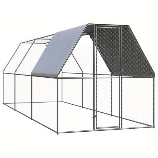Kippenhok – Kippenren – Pluimveehok – Dierenhok – Buitenren – Verzinkt Metaal – 2x6x2 Meter – Ventilatiesysteem – Afsluitbaar Met Slot