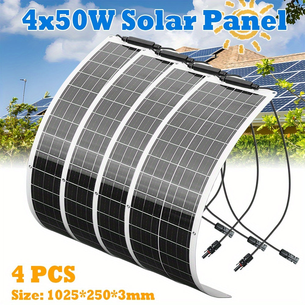 Flexibel Zonnepaneel Set – Zonnepaneel Voeding – zonne-energie paneel – Solar Blanket – Zonnepaneel Mobiel – 200W Totaalvermogen – Lichtgewicht Monokristallijn Silicium