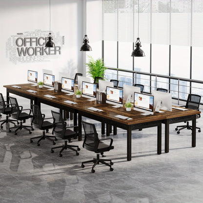 Bureau – Werkplek – Schrijftafel – Tafel – Computertafel – Rechthoekig – Stevig Metalen Frame – Rustiek Bruin Houten Blad
