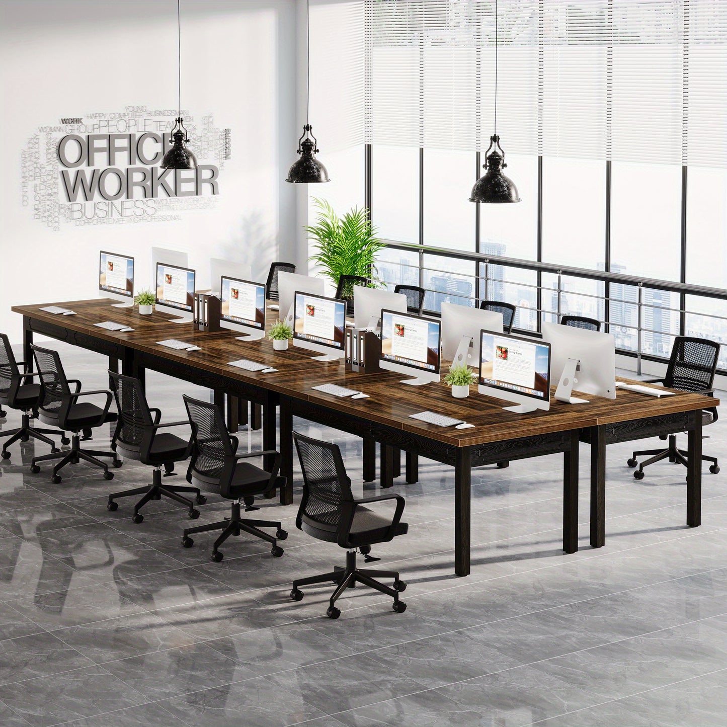 Bureau – Schrijftafel – Bureautafel – Werkplek – Computertafel – Rustiek Bruin – Metaal & Hout – 68,5 cm Hoog – 3,2 Kubieke Voet Opbergruimte