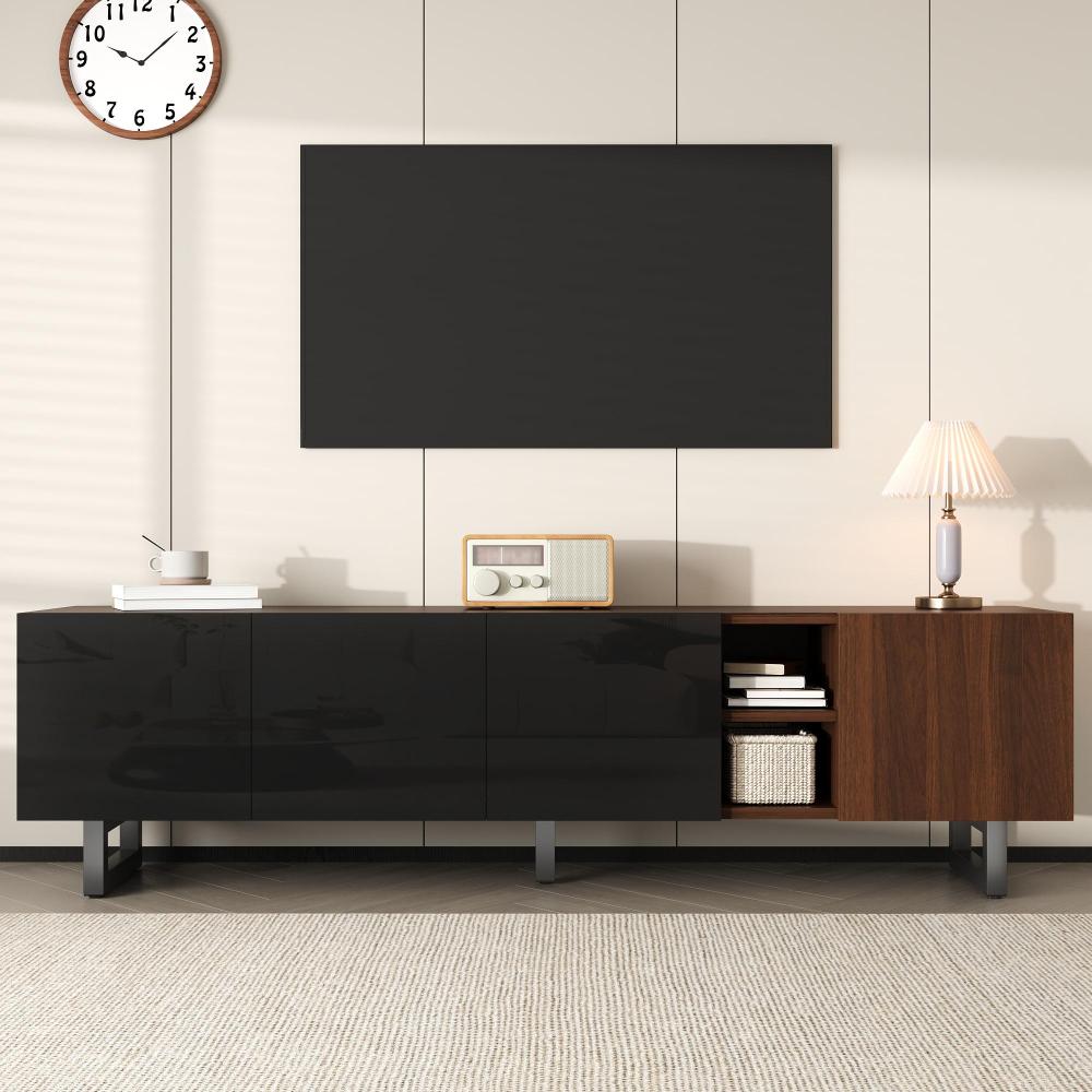 Tv-meubel – TV-kast – TV-stand – Mediamöbel – Vierdeurs Meubel – Uniek Design – Lage TV Montage – 180x38x50 cm – Zonder Elektriciteit