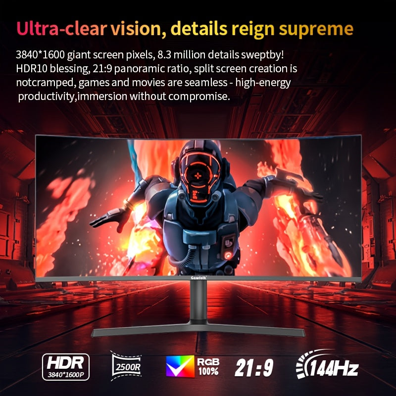 Gaming Monitor – Gaming Scherm – Curved Monitor – Ultrawide Display – 37,5 Inch 4K UHD – 144Hz Refresh Rate – 2500R Curved Scherm – Hoogte Verstelbaar VA Paneel