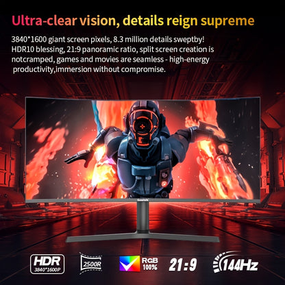 Gaming Monitor – Gaming Scherm – Curved Monitor – Ultrawide Display – 37,5 Inch 4K UHD – 144Hz Refresh Rate – 2500R Curved Scherm – Hoogte Verstelbaar VA Paneel