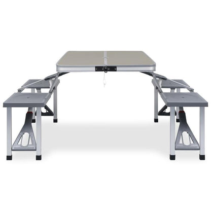 2-in-1 Opvouwbare Campingtafel – Picknicktafel – Vouwtafel – Kampeertafel – Tuinmeubel – Roestvrij Staal – Inclusief 4 Stoelen