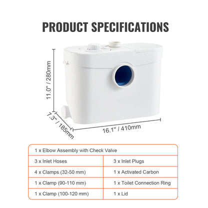 Afvalwaterpomp – Sewage Pomp – Toiletpomp – Dompelpomp – Schredderpomp – 700W Koperen Motor – 3 Inlaten Met Terugslagklep