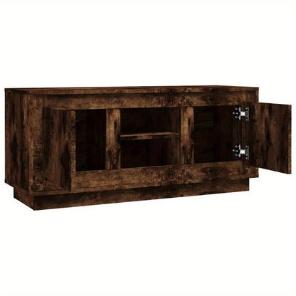 Tv-meubel – Tv-kast – TV-standaard – Entertainmentmeubel – Mediameubel – Smokey Eiken – 102x35x45 cm – Hoogwaardig Gefineerd Hout