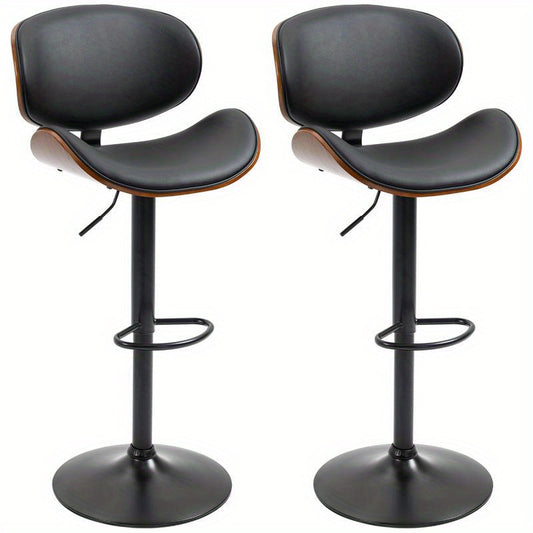 Bar Stool Set, Adjustable Height, Swivel, Faux Leather, Steel Frame, Black, 53 X 50.5 X 112.5 Cm - for Kitchen Counters, Home Bar, Cozy Corner, Bar Stool, Bar Stool For Home, Bar Stool Chair, Counter H Stool, Barstool Chair