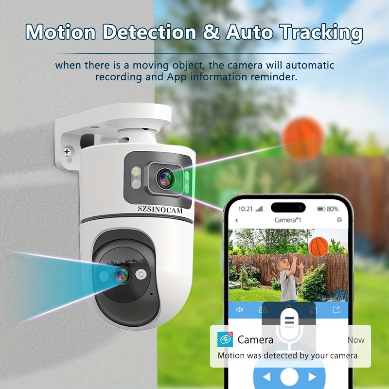 Bewakingscamera – Beveiligingscamera – IP Camera – Buitencamera – Huisbeveiliging – Draadloos met Dual Lens – Nachtzicht met Auto Tracking