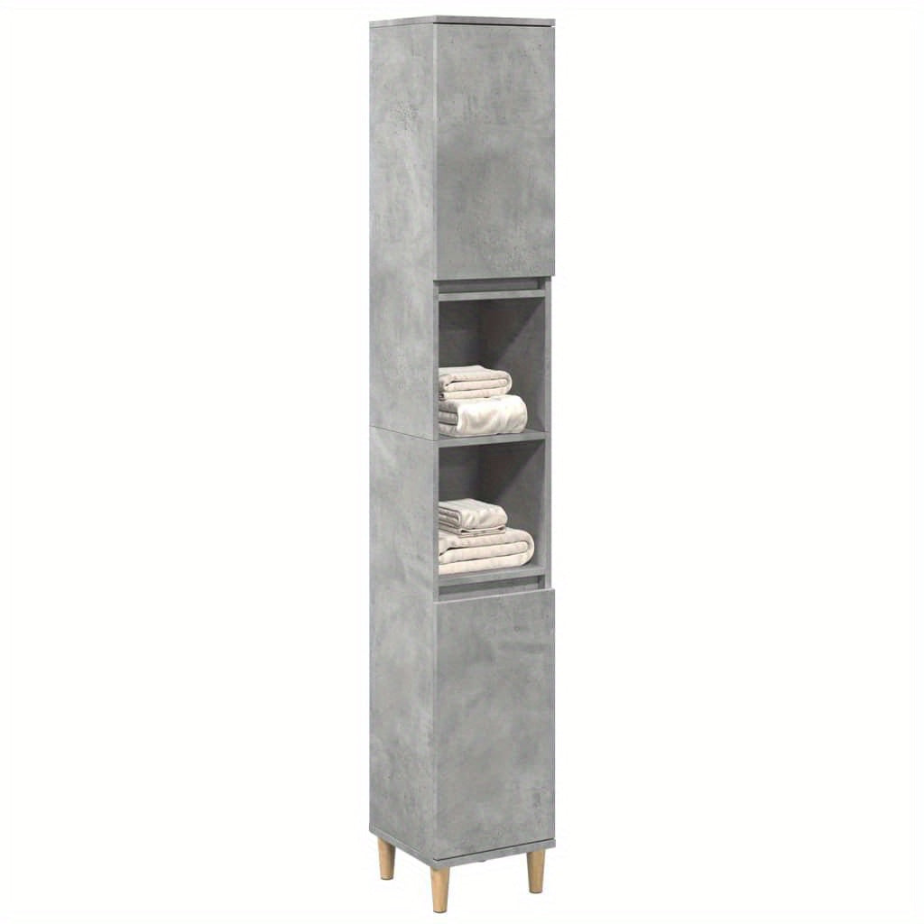 Badkamerkast – Opbergkast – Kastje – Bergmeubel – Meubel – Beton Grijs – Robuust Hout – Compact 30x30x190 cm