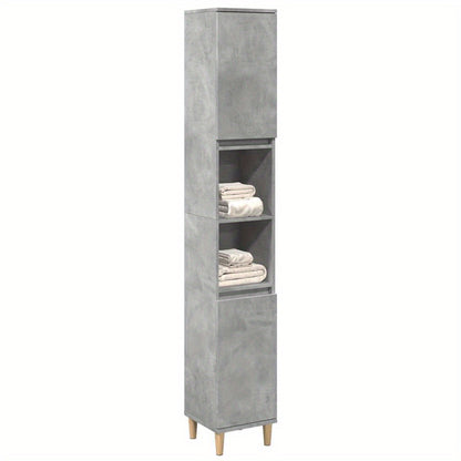 Badkamerkast – Opbergkast – Kastje – Bergmeubel – Meubel – Beton Grijs – Robuust Hout – Compact 30x30x190 cm