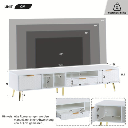 Modern TV Meubel – TV Kast – TV Stand – TV Dressoir – TV Bank – Vertical Design – Geschikt Tot 80 Inch – MDF & Hout – Mat Honingraatdessin – Ruimtebesparend – Met Opbergruimte