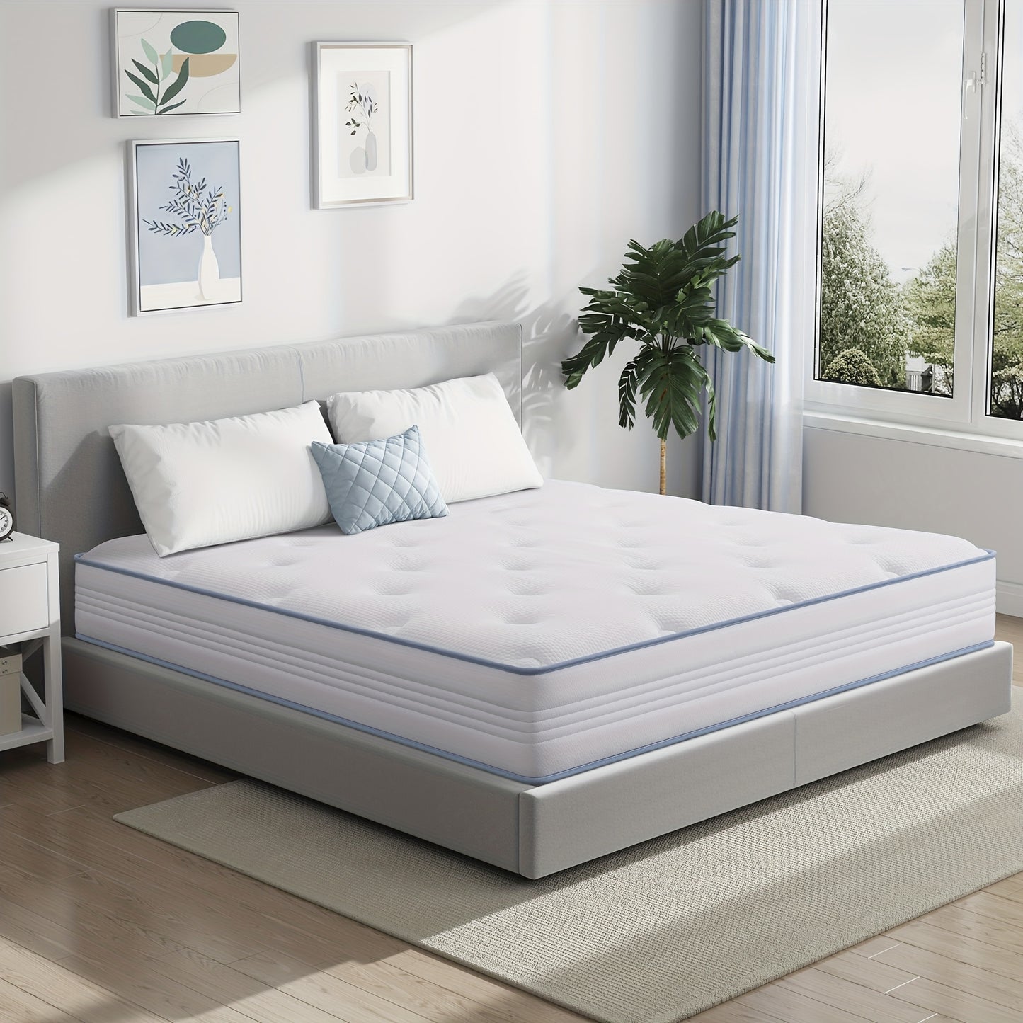 Hybrid Matras – Memory Foam Matras – Pocketvering Matras – Traagschuim Matras – 7-Zones Matras – Medium Stevig – Gel-Infused Cooling – Pillowtop Afwerking – 22cm – 90x200cm