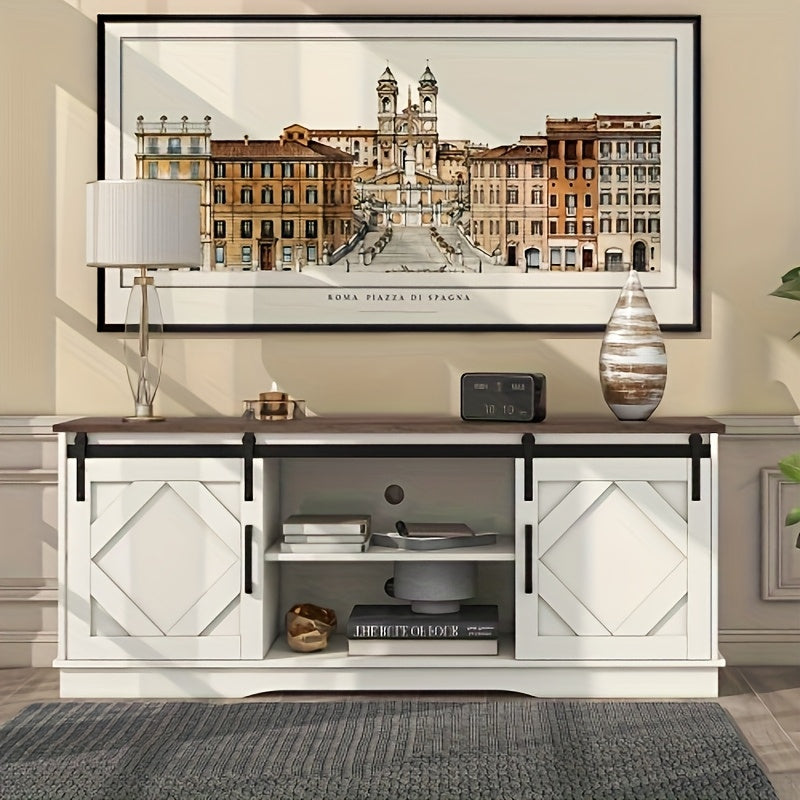 Tv-meubel – TV-meubel – TV-kast – TV-standaard – TV-dressoir – Modern Wit – 2 Dichte Kastdeuren & Open Planken – Kabelmanagement – Duurzaam & Ruimtebesparend