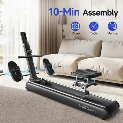 Roeitrainer – Roeimachine – Roeiapparaat – Fitnessmachine – Trainingsapparaat – Magnetische Weerstand – 16 Weerstandsniveaus – Inklapbaar Aluminium – Ergonomisch Zadel & Verstelbare Pedalen