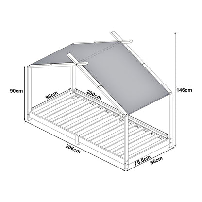 Huisbed Kind – Kinderbed – Bedhuis – Speelbed – Slaaphuis – 90x200 cm – Massief Grenenhout – Eenvoudige Montage