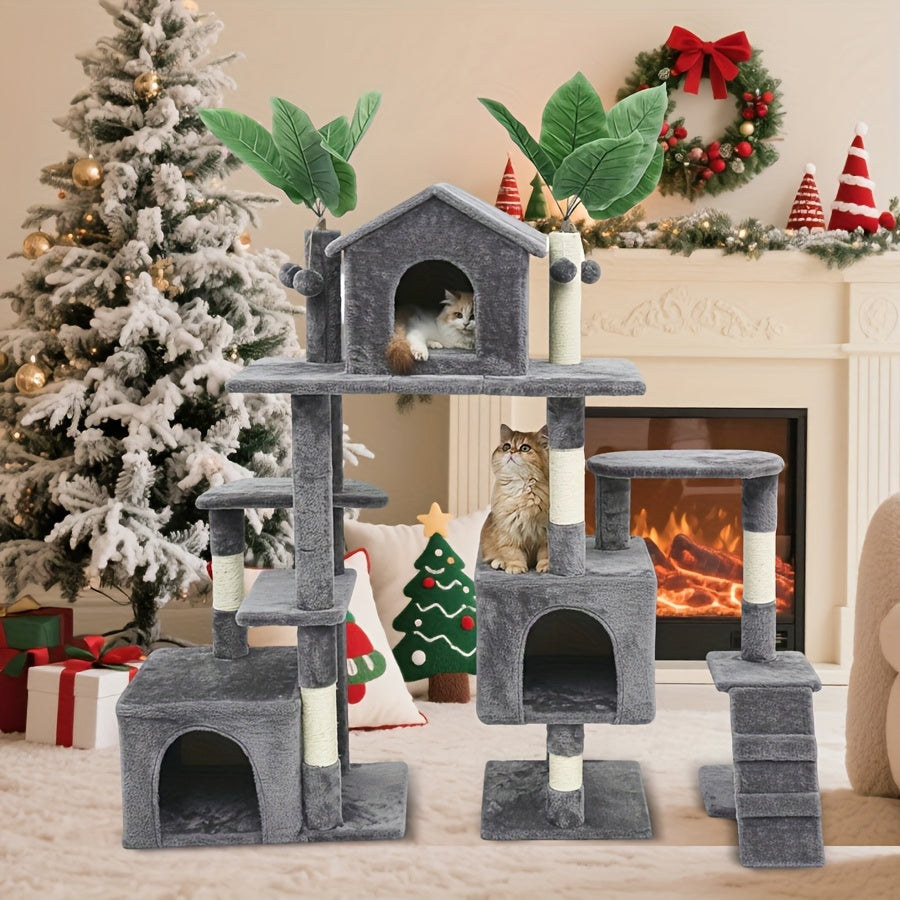 Krabpaal – Kattenboom – Kattenmeubel – Klimpaal – Krabmeubel – 150 cm Hoog – Houten Frame Met Zachte Bekleding - QUORE