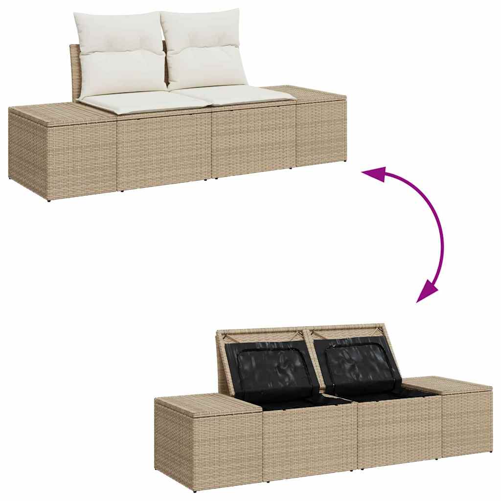Modulaire Loungeset – Tuinbank – Loungesofa – Buitenbank – Hoek loungeset – Beige en Wit – 7-Zits – Weerbestendig PolyRattan