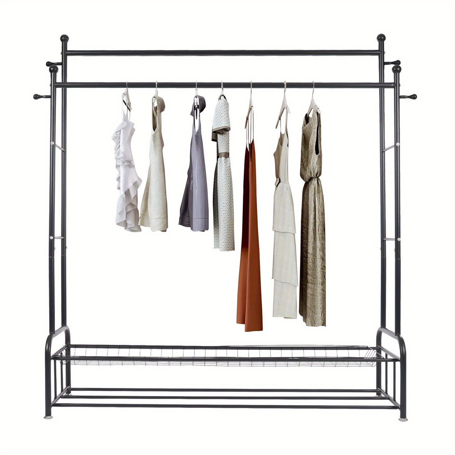 Kledingrek – Kledingstandaard – Garderoberek – Kapstok – Opbergrek – Metaal – Verstelbaar – Met Wieltjes En Remmen – 150x45x170 cm