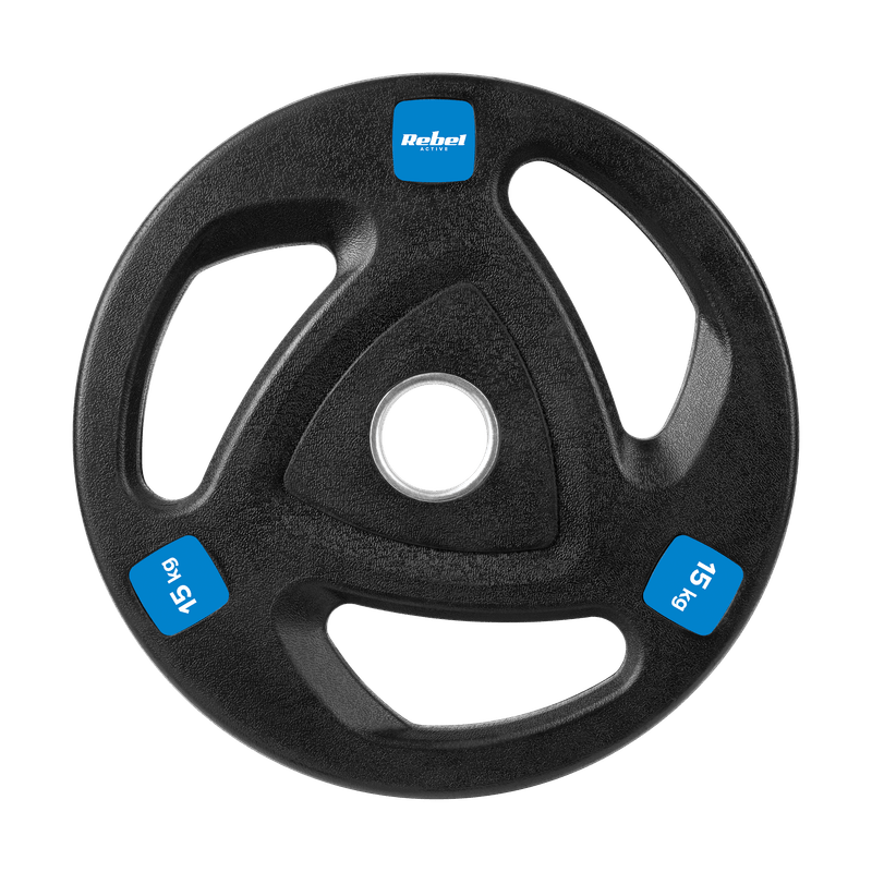 halterplaat – halterschijf – gewichtenschijf – fitnessgewicht – olympische halterschijf – 2x15 kg gietijzer – rubberen coating