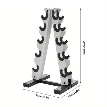 Halterschijfrek – Dumbbell Rek – Gewichtenrek – Schijvenstandaard – Opbergrek – Wit – 5 Laags A-Frame Design – Stijlvol en Ruimtebesparend