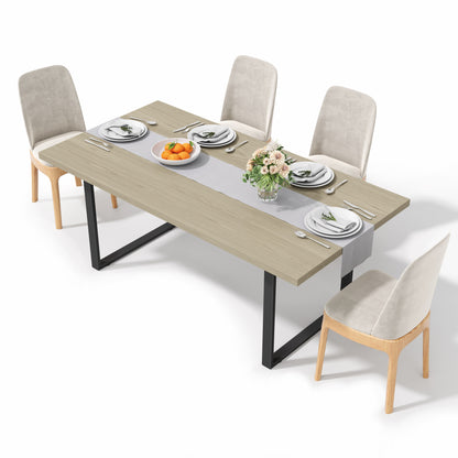 Eettafel – Tafel – Keukentafel – Eetkamertafel – Dinertafel – Rechthoekig Model – 160x80 cm – MDF Blad Licht Hout – Stevig Metaal Onderstel