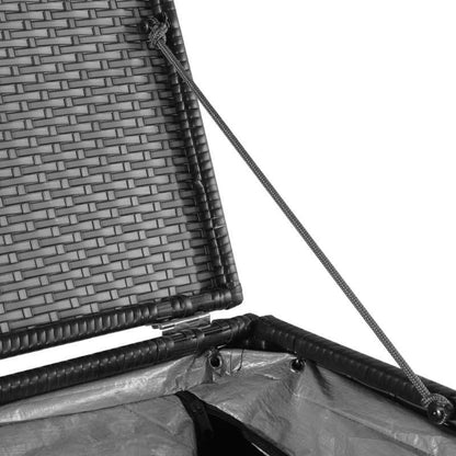 Opbergbox – Opbergkist – Opbergkrat – Opbergmand – Opbergcontainer – Zwart Gevlochten – Duurzaam Weerbestendig Resin – 150x100x100 cm – Makkelijk Te Installeren Deksel