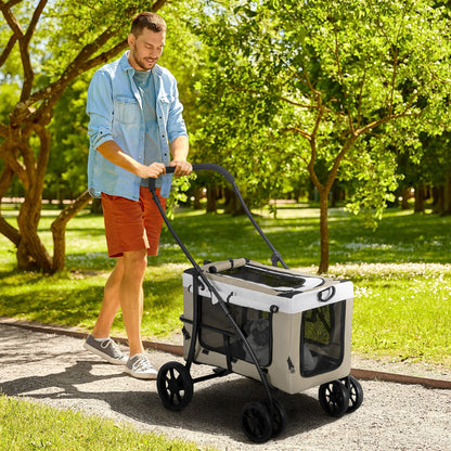 Dierenwagen – Hondenbuggy – Huisdierenwagen – Wandelwagen – Kattenbuggy – Opvouwbaar – Met Rem – 600D Oxford Stof – Max 10 kg