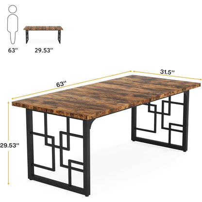 Eettafel – Tafel – Keukentafel – Eetkamertafel – Industriële Tafel – Voor 6 Personen – Robust Metaal & MDF – Industriële Rustiek Bruin