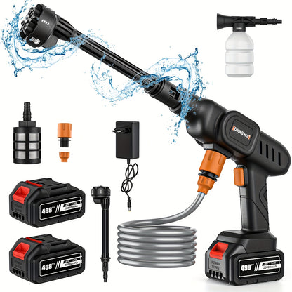 Hogedruk Waterpistool – Spuitpistool – Hogedrukreiniger – Waterreiniger – Druppelsproeier – 6-in-1 Spuitmondjes – 60 Bar Hogedruk – Oplaadbare 36V Lithium-ion Accu