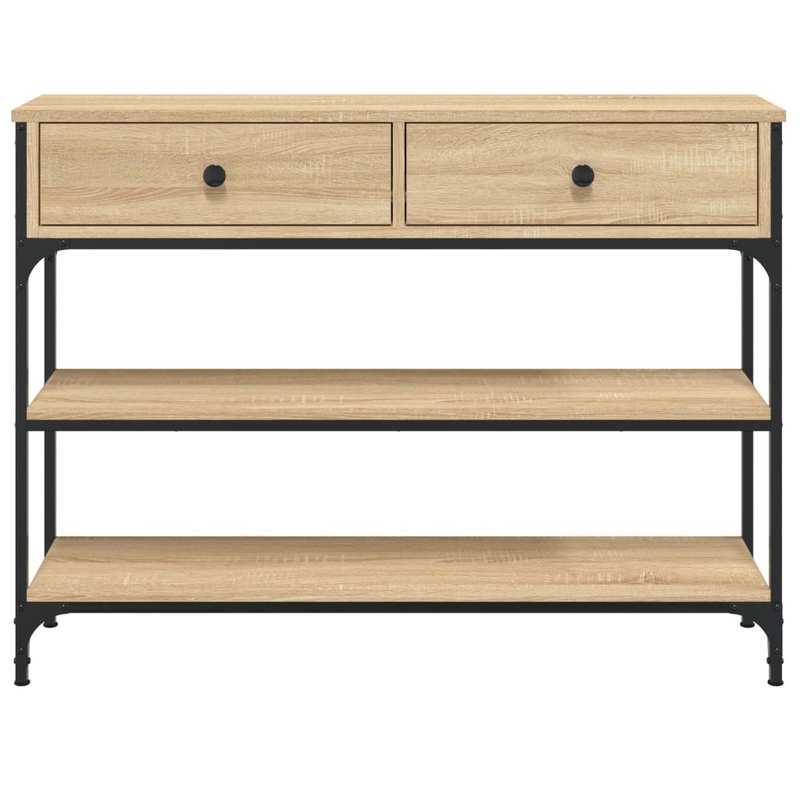 Console Tafel – Sidetable – Opbergkast – Dressoir – houten Kast – Stevig Hout En Metaal – 2 Lade Opbergruimte – 100x25x75 cm – Duurzaam Voor Huis En Kantoor – Bruin