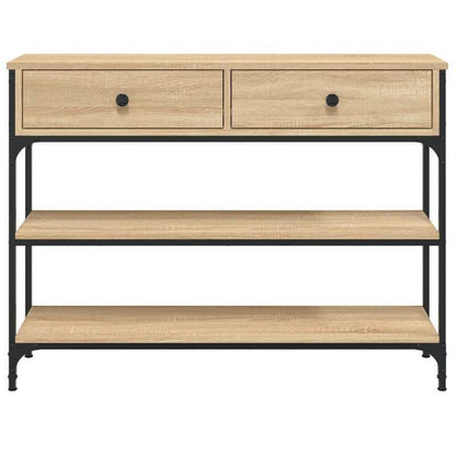 Console Tafel – Sidetable – Opbergkast – Dressoir – houten Kast – Stevig Hout En Metaal – 2 Lade Opbergruimte – 100x25x75 cm – Duurzaam Voor Huis En Kantoor – Bruin
