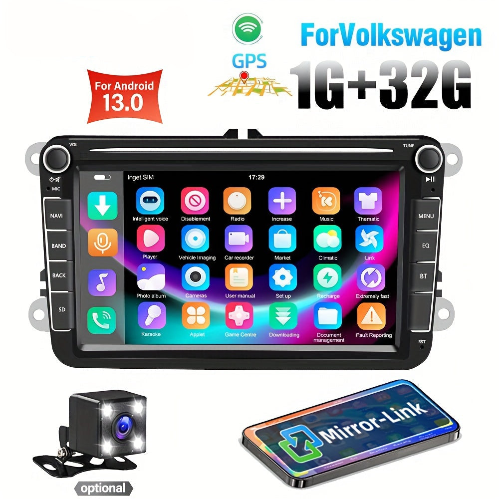 1+32G voor Android Double Din GPS Auto MP5-speler Autoradio Touchscreen met GPS FM AM-radio-ontvanger voor VW + achteruitkijkcamera, entertainmentsysteem voor voertuigen, rijhulp De
