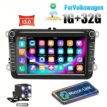 1+32G voor Android Double Din GPS Auto MP5-speler Autoradio Touchscreen met GPS FM AM-radio-ontvanger voor VW + achteruitkijkcamera, entertainmentsysteem voor voertuigen, rijhulp De