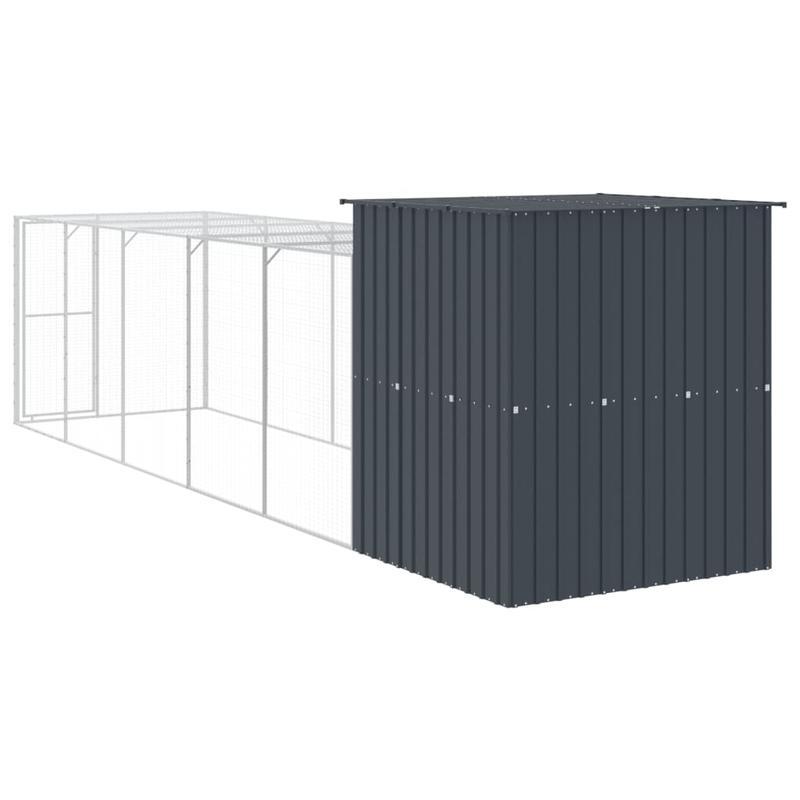 RVS Buitenren – Dierenkooi – Hek – Ren – Gezinsschuur – Duurzaam Gegalvaniseerd Staal – Weerbestendig 165x65x181 cm – Met Deksel Anthraciet