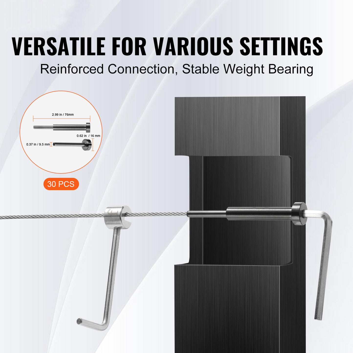 Kabelreling – Kabelbalustrade – Balustradekit – Draadrail – Kabelafscherming – T316 Roestvrij Staal – 3,2 mm Dikte – Onzichtbare Montage – Weerbestendig Zwart