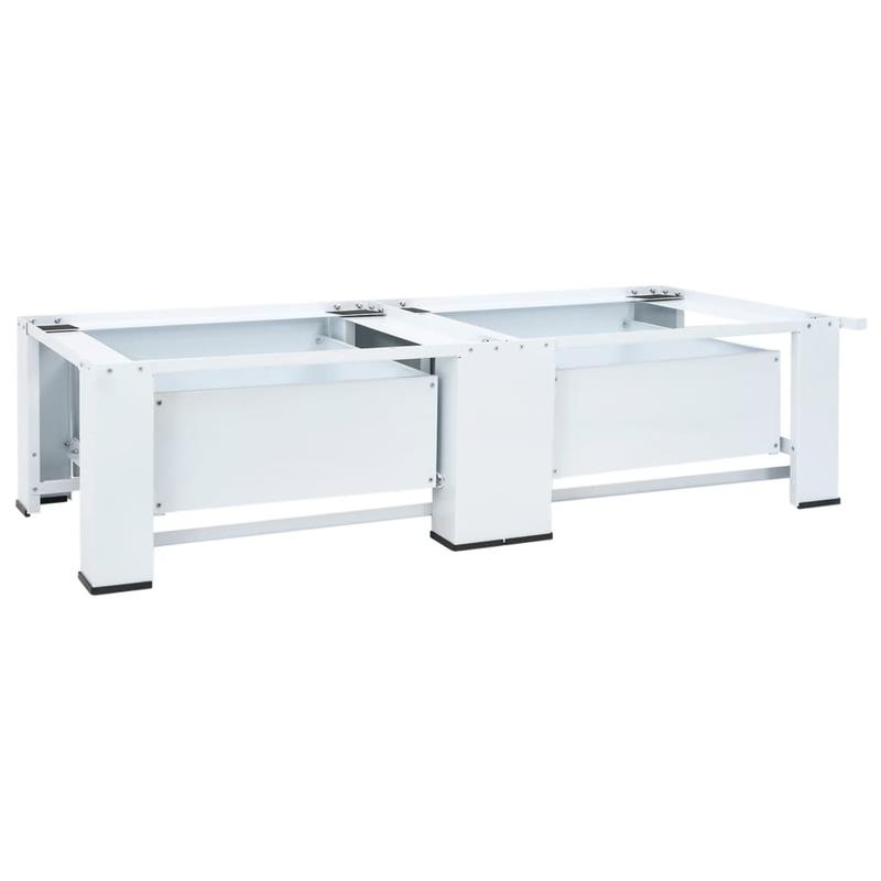 Wasmachine- en Drogerstandaard – Wasmachine Steun – Drogerverhoger – Wasautomaat Onderstel – Laundry Organizer – Stevig Stalen Frame – 2 Opbergladen – Antislipvoetjes – 200 kg Draagvermogen – Wit