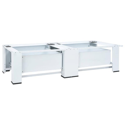 Wasmachine- en Drogerstandaard – Wasmachine Steun – Drogerverhoger – Wasautomaat Onderstel – Laundry Organizer – Stevig Stalen Frame – 2 Opbergladen – Antislipvoetjes – 200 kg Draagvermogen – Wit