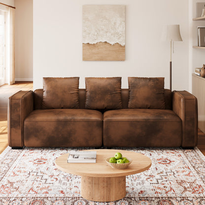 220.98 cm Sofa Couch for Living Room Faux Leather Loveseat, Apartment, Lounge, Offi