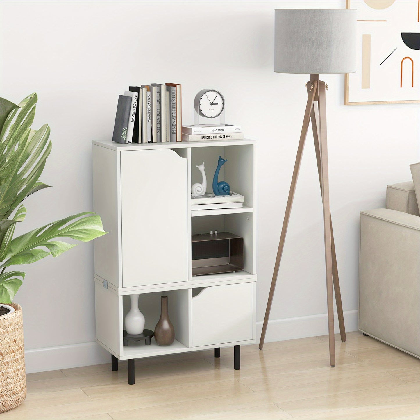 Boekenkast – Vakkenkast – Opbergkast – Wandkast – Kledingkast – Modern – Stapelbaar – 60x30x96,5 cm – Verstelbare Planken – Anti-Kantel Metalen Poten