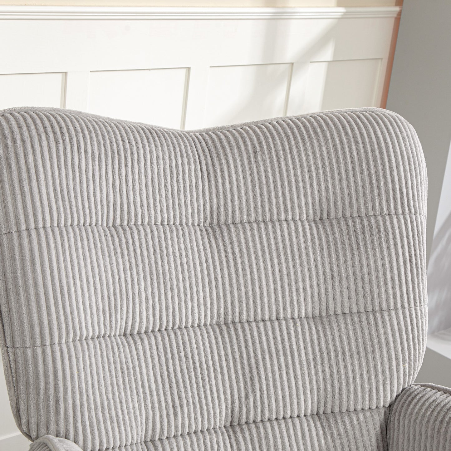 Vintage Schommelstoel – Schommelstoel Fauteuil Stoel Relaxstoel Loungechair – Lichtgrijs – Beukenhout & Staal – Extra Dikke Vulling
