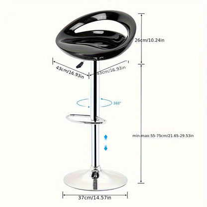 4pcs Adjustable Swivel Bar Stools with Footrest | Chrome Metal Legs & Plastic Seats | Height-Adjustable Kitchen Counter Stools (No Backrest/Armrest) | 360° Rotation & Space-Saving Design for Small Spaces & Home Bars