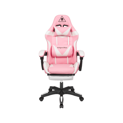 Gaming Stoel – Gamestoel – Gaming Chair – Game Stoel – Bureaustoel – Verstelbare Rugleuning – Eco-Leren Bekleding – Inclusief Voetensteun - Wit/Roze